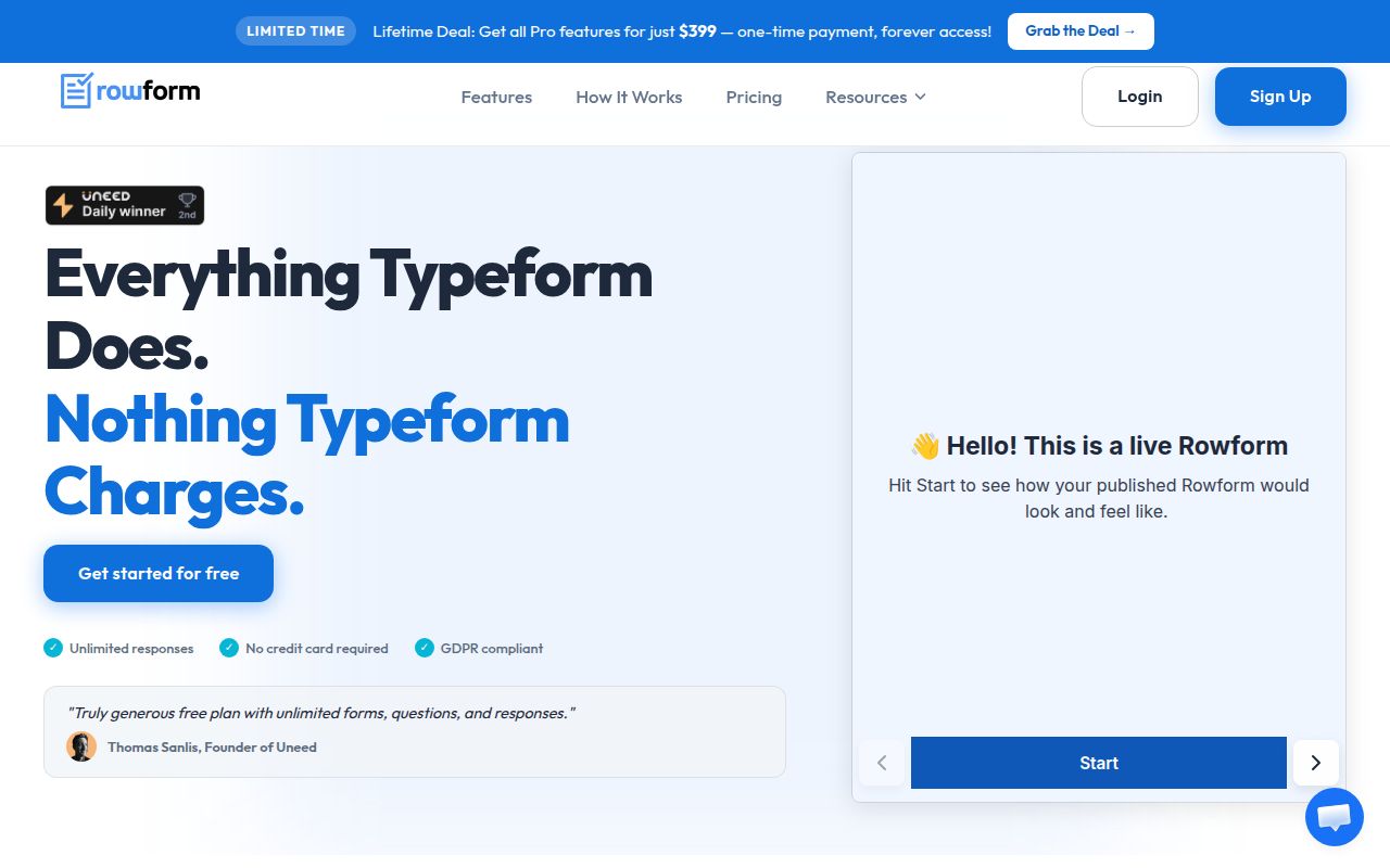 Rowform screenshot
