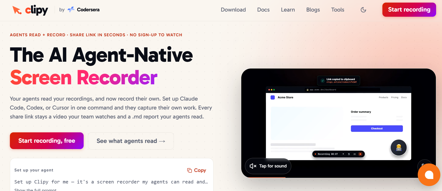 Clipy: The AI Agent-Native Screen Recorder screenshot